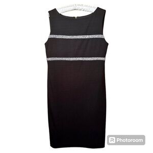 Peck & Peck collection sleeveless black dress w/cheetah design accents size 10